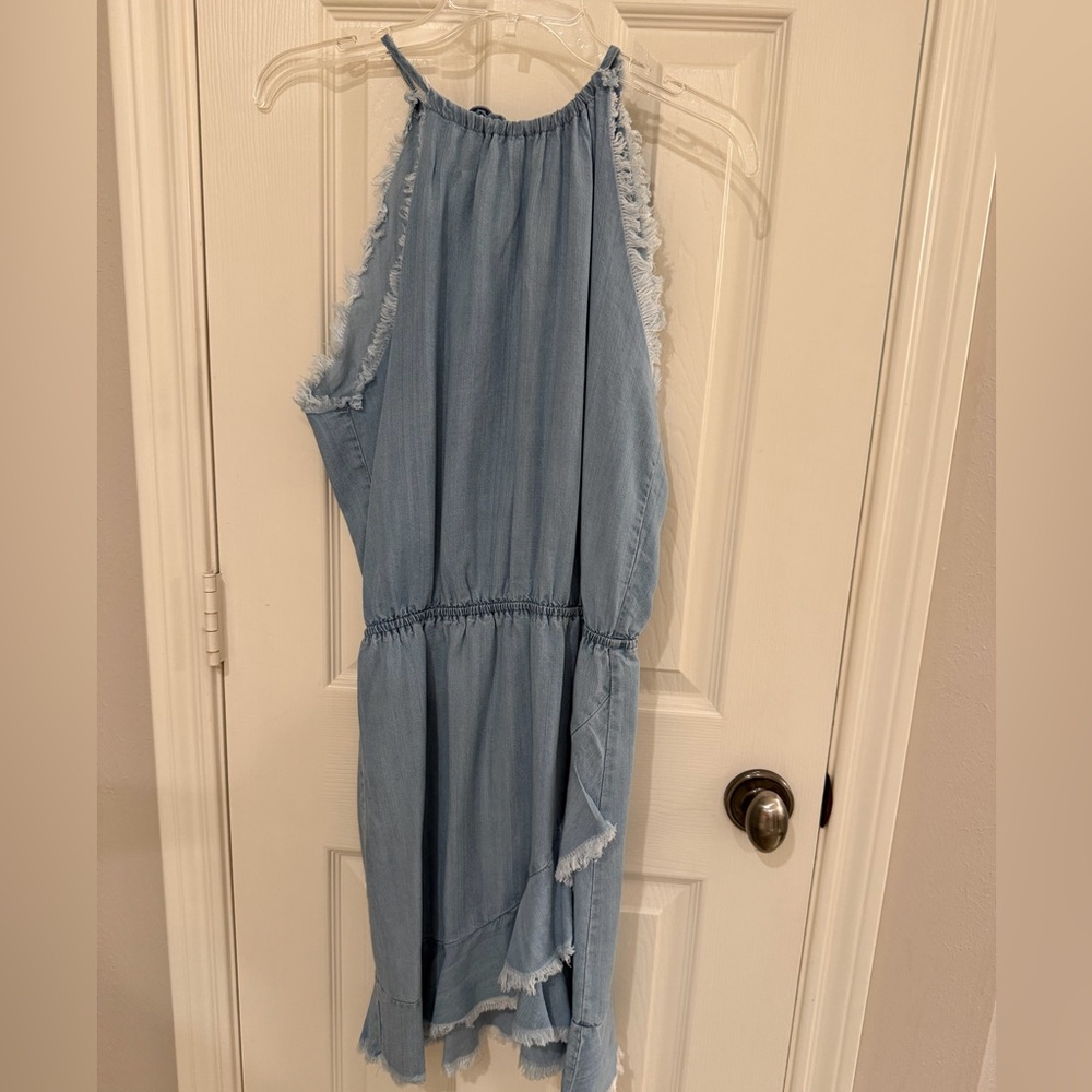 Light Blue Frayed Denim Dress